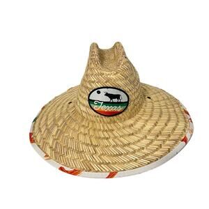 Local Crowns Raffia Straw Hat Texas Patch Wide Brim One Size